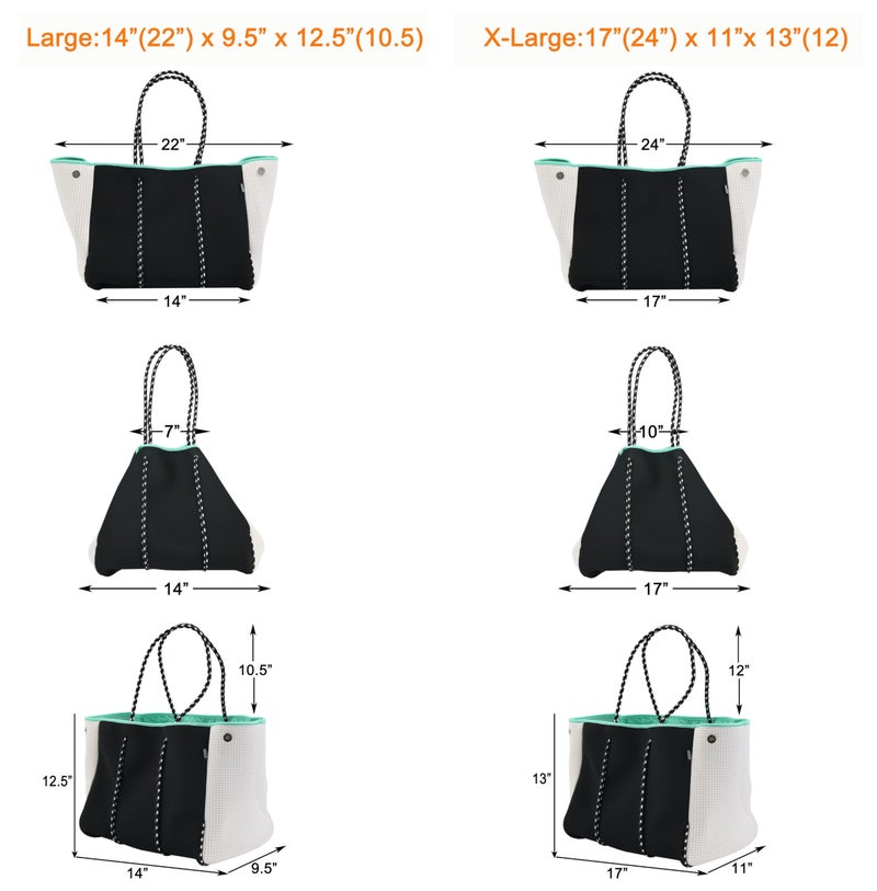 QOGiR Neoprene Multipurpose Beach Bag Tote with Inner Zipper Pocket (Black, X-Large) â€¦ - Image 5